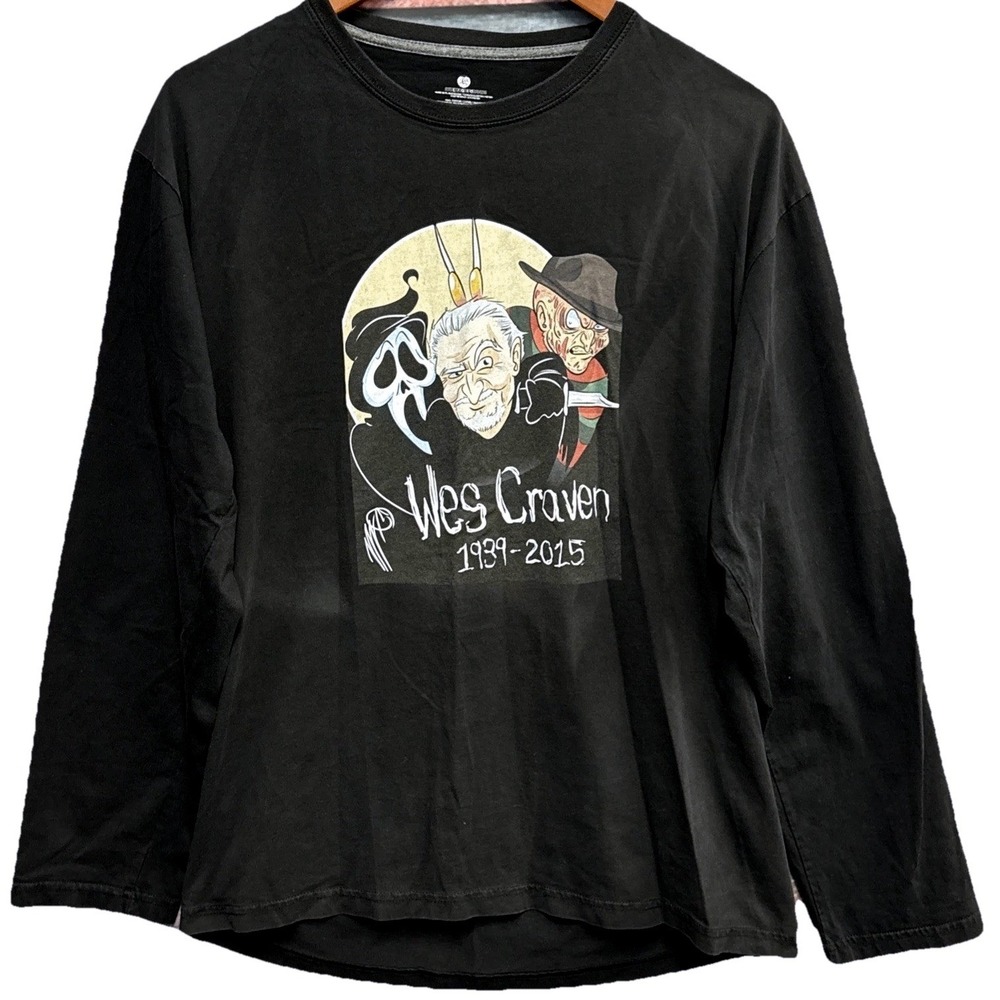 Wes Craven Horror Director Memorial T-Shirt Long Sleeve Scream Freddy Krueger L